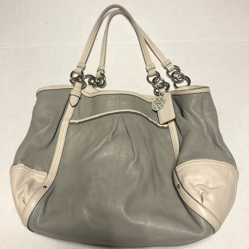 Coach gray ivory leather tote M1073-16739